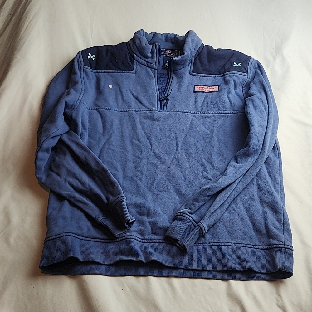 Vineyard Vines Shep Shirt 1/4 Zip Pullover Navy Blue Size XL